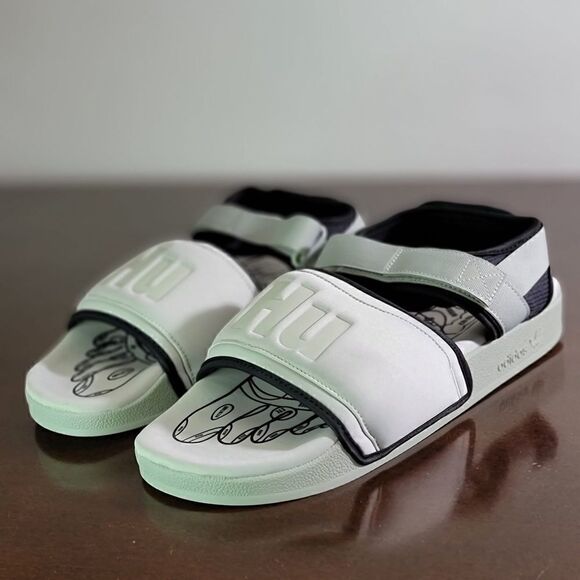 Adidas X Pharrell Williams Hu Human Race Adilette 2.0 Men's Shoes Sandals White - Picture 3 of 11